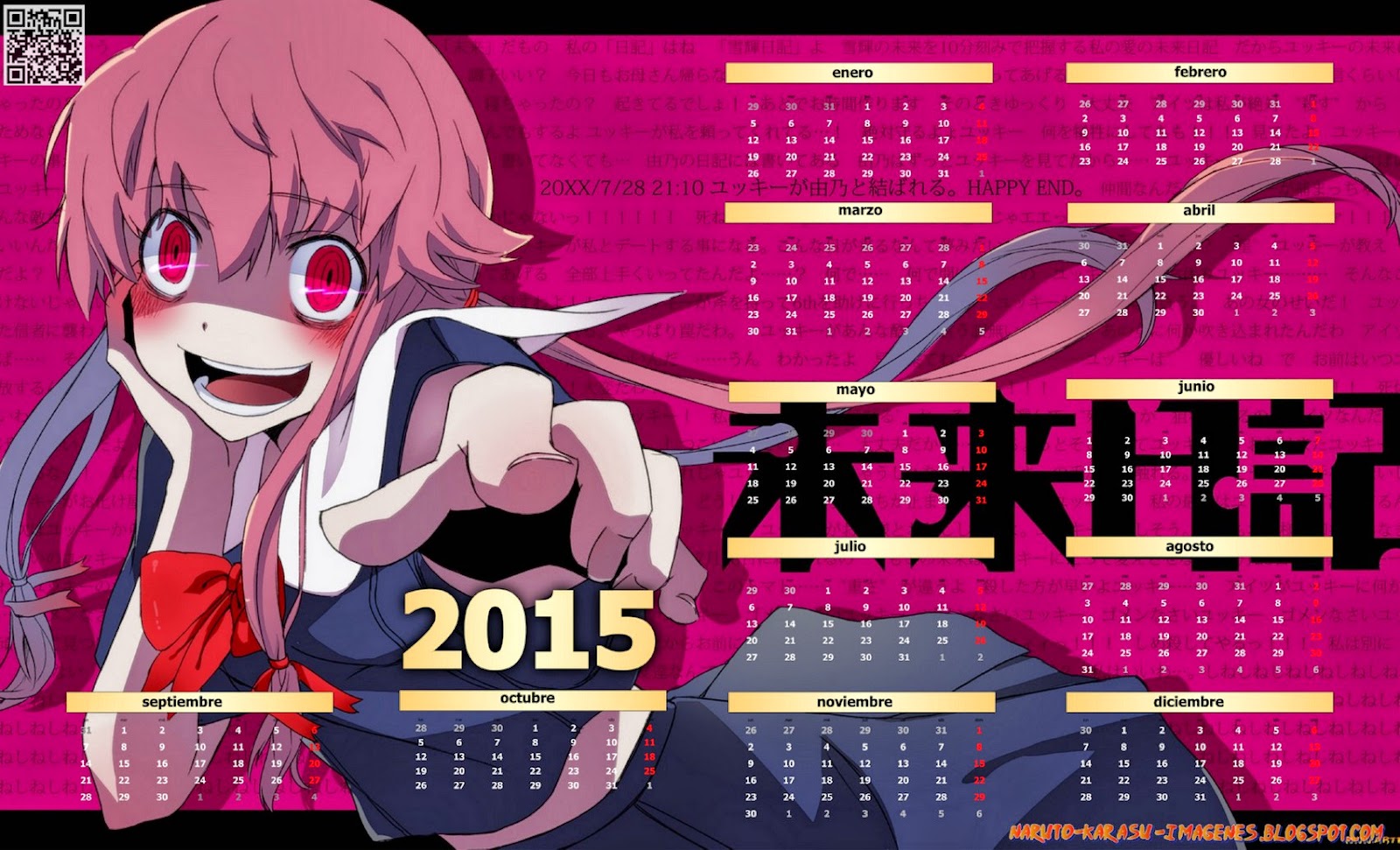 calendario mirai nikki 2015