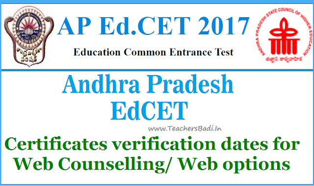APEdCET 2017 Certificates verification dates for Web Counselling/web options APEdCET 2017 Certificates verification dates,Web Counselling,web options