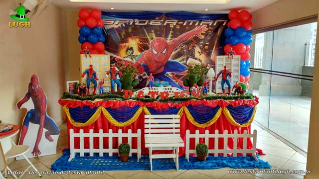 Decoração luxo para festa de aniversário Homem Aranha Decoração luxo para festa de aniversário masculino tema Homem Aranha