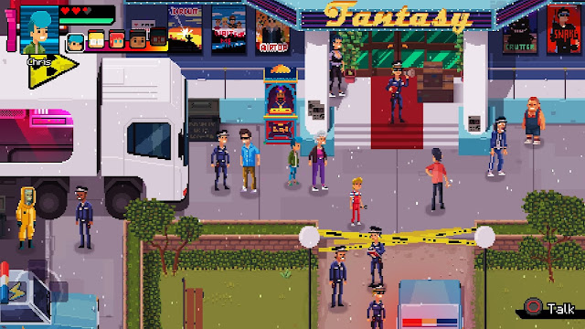 In front of the "Fantasy" theater