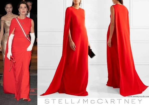 Princess Caroline wore Stella McCartney Cecilia cape effect cady gown