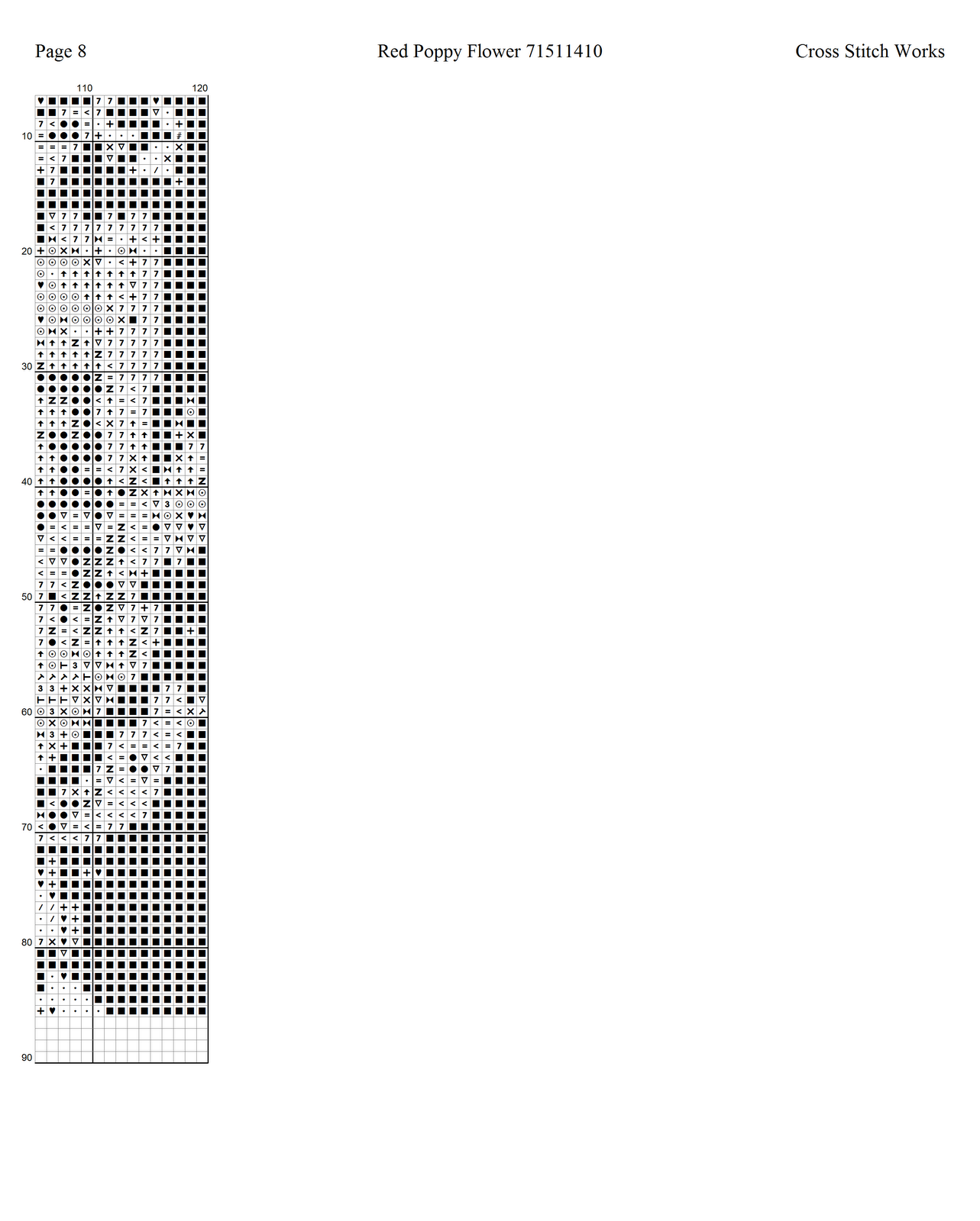 Cross Stitch Works Red Poppy Flower