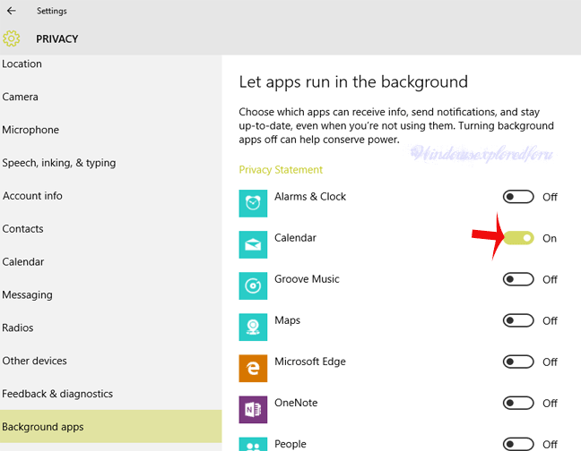 Logeshwaran.org: Turn on or off Background Apps in Windows 10