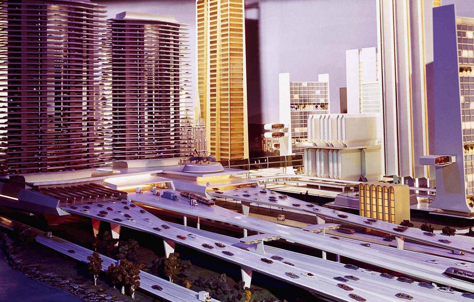 The city of the future, part of GM's Futurama exhibit at the World's Fair.