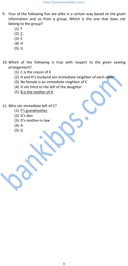 ibps po reasoning questions with answers