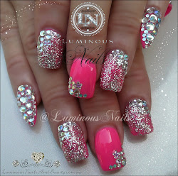 pink silver nails nail designs bling glitter luminous acrylic gel bright duck feet crystals tickled