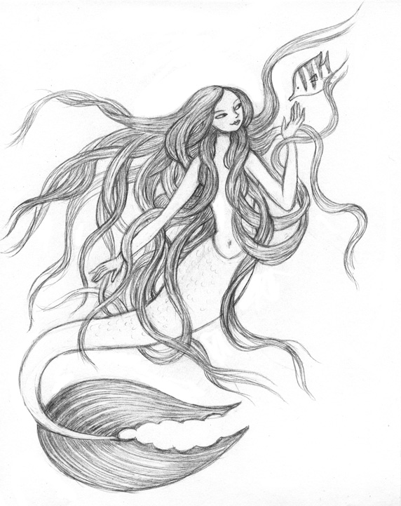 mermaid drawing pictures 3D Drawing