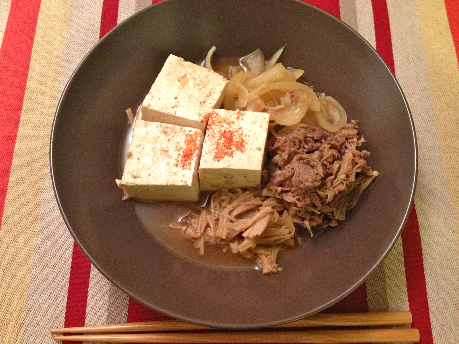 Poppin' kitchen NikuDofu (Japanese style boiled beef and Tofu)