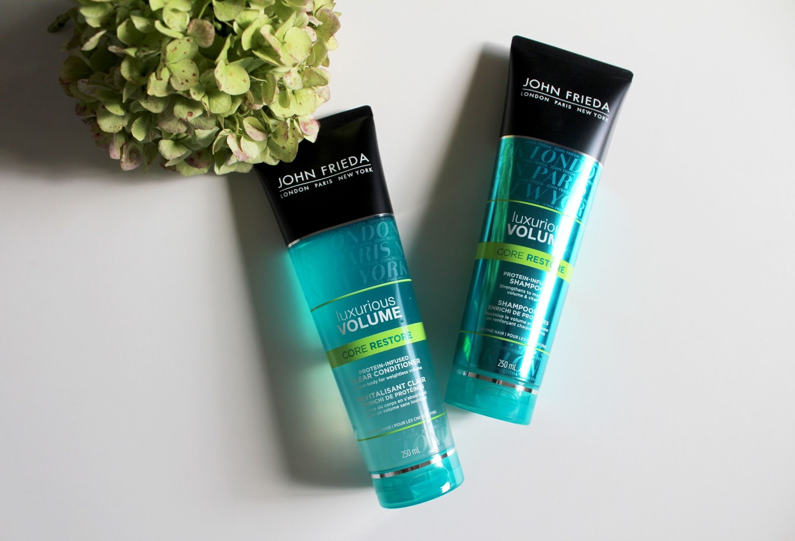 Guinness Springboard Hensigt Review: John Frieda Luxurious Volume Core Restore Shampoo and Conditioner