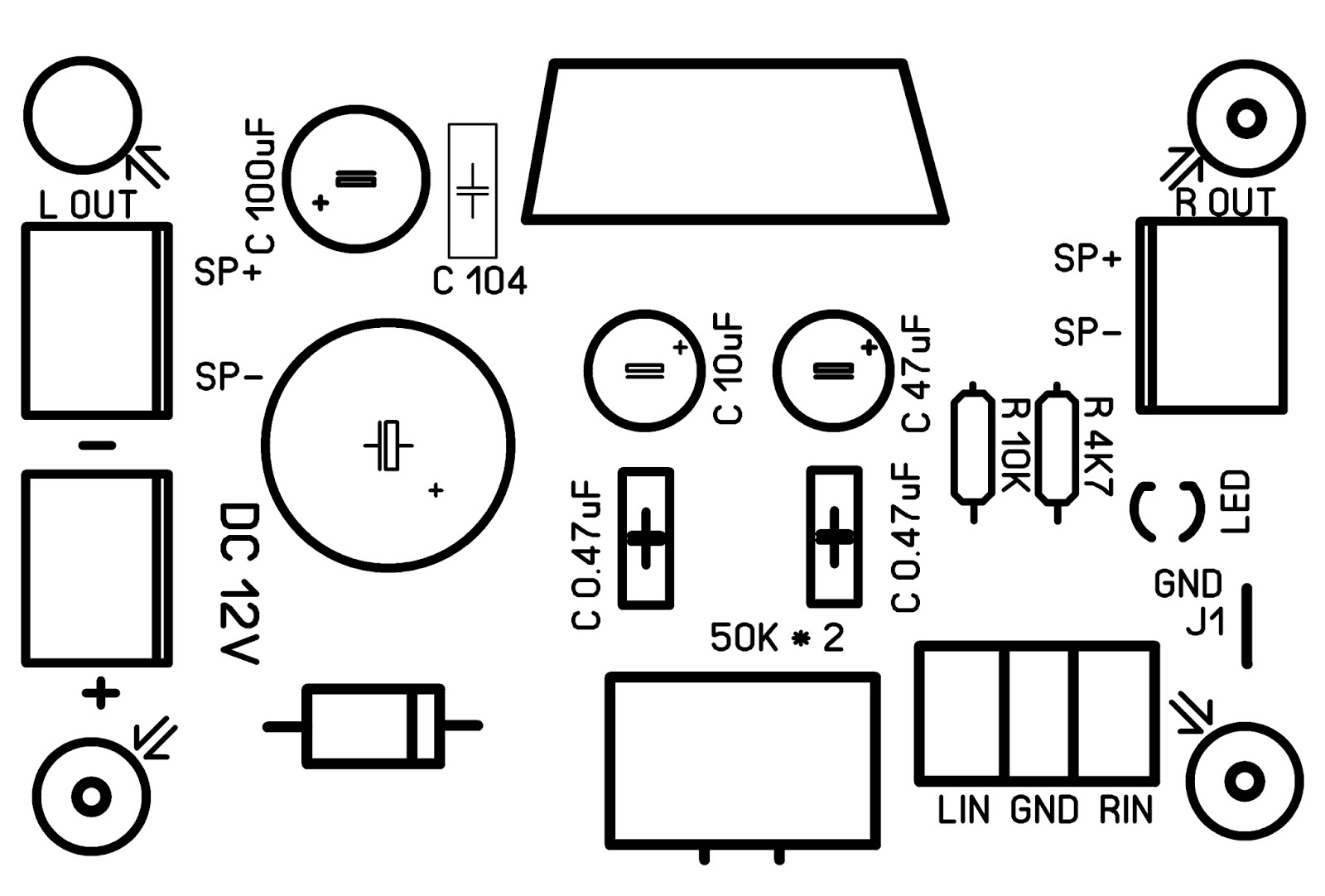 TDA7377 Amplifier Circuit (12V Stereo 30W + 30W)