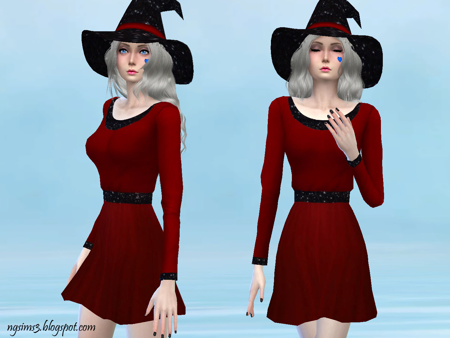 NG Sims 3 Black Glitz Witch Clothes Set Dress TS4 Clothing