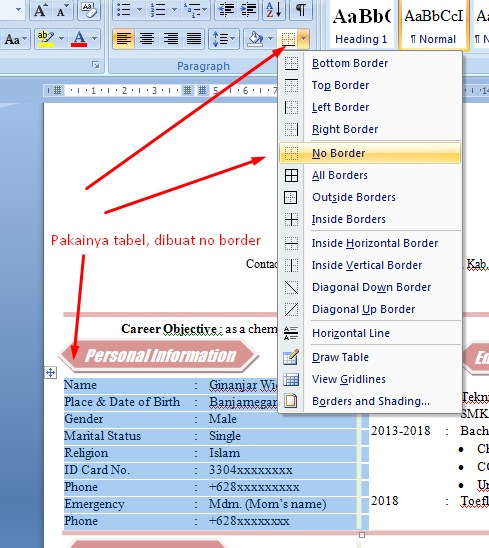 Cara Membuat Cv Menarik Menggunakan Word Disertai Sampel