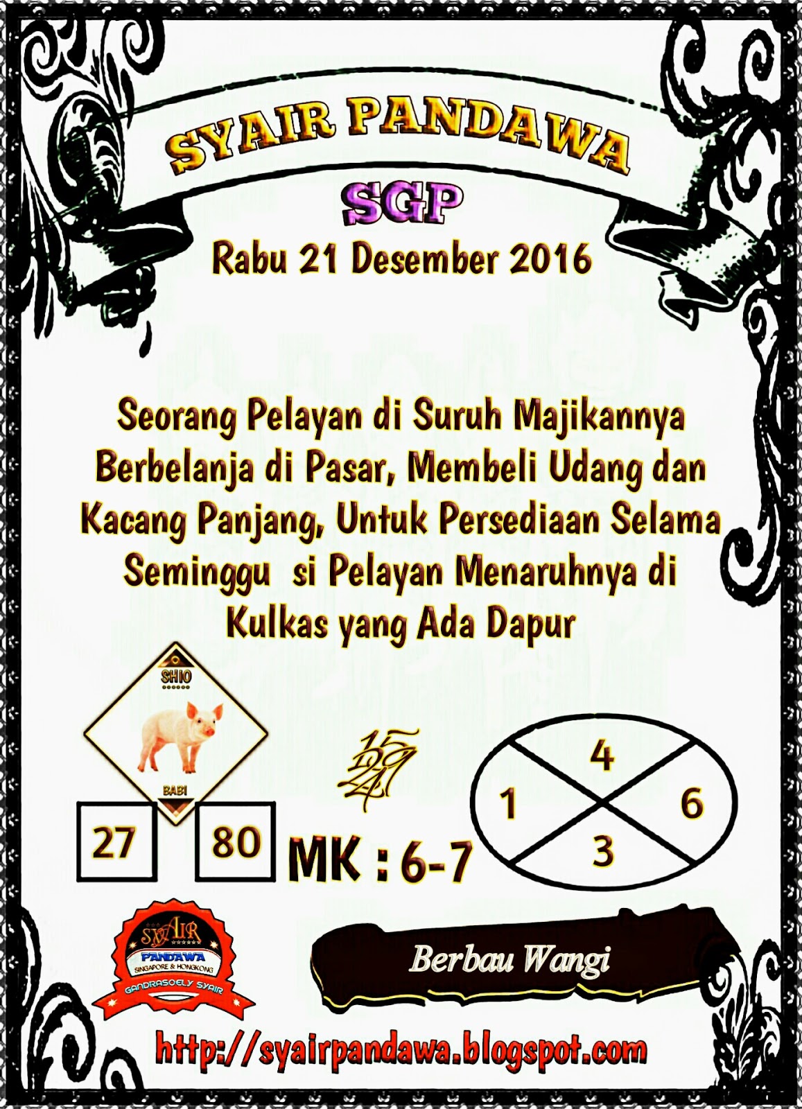 Indowlatoto: Syair Sgp Rabu 21 Des 2016
