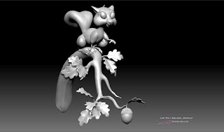 "low poly_Squirrel_perched" - 3D character design & maquette by sculptor©Pierre Rouzier