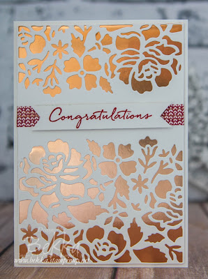 Detailed  Floral Thinlits Anniversary Card with a Copper Background made with supplies from Stampin' Up! UK which you can buy here