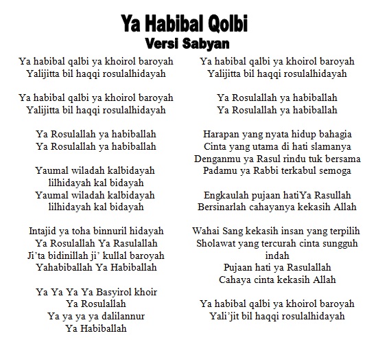 Lirik Lagu Ya Habibal Qolbi