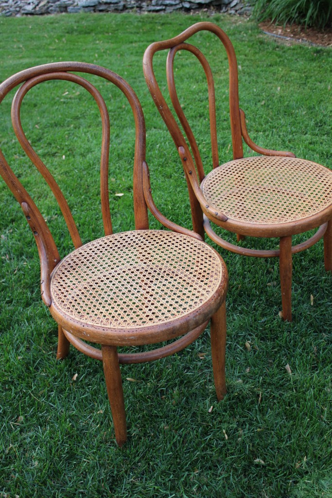 Antique White pair of bentwood chairs