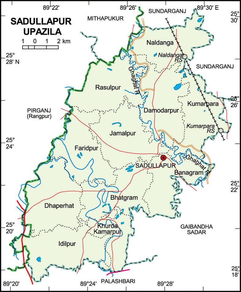 Sadullapur Upazila Map Gaibandha District Bangladesh