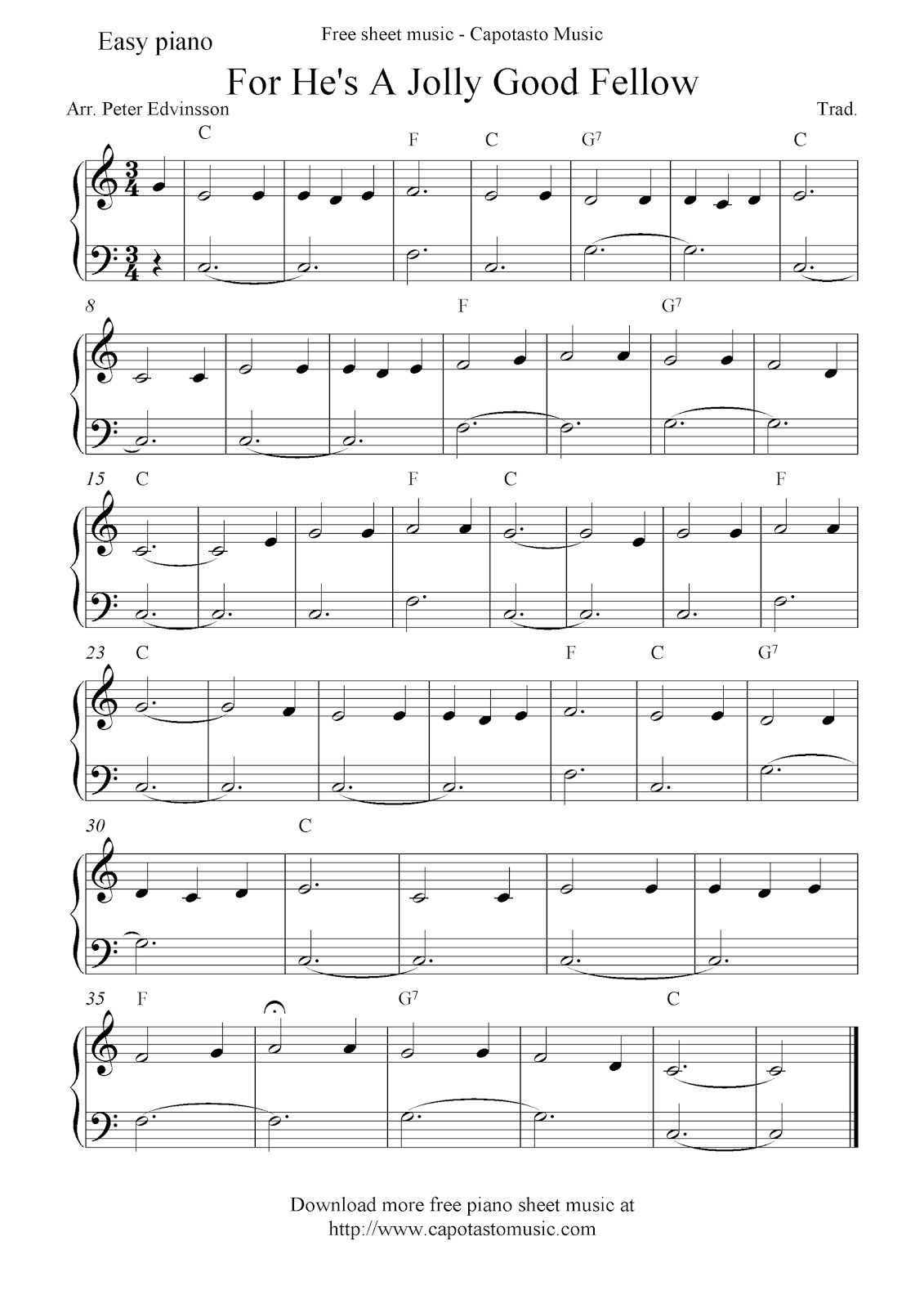 Easy Piano Sheet Music Free Printable
