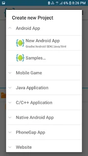 Tap new android app