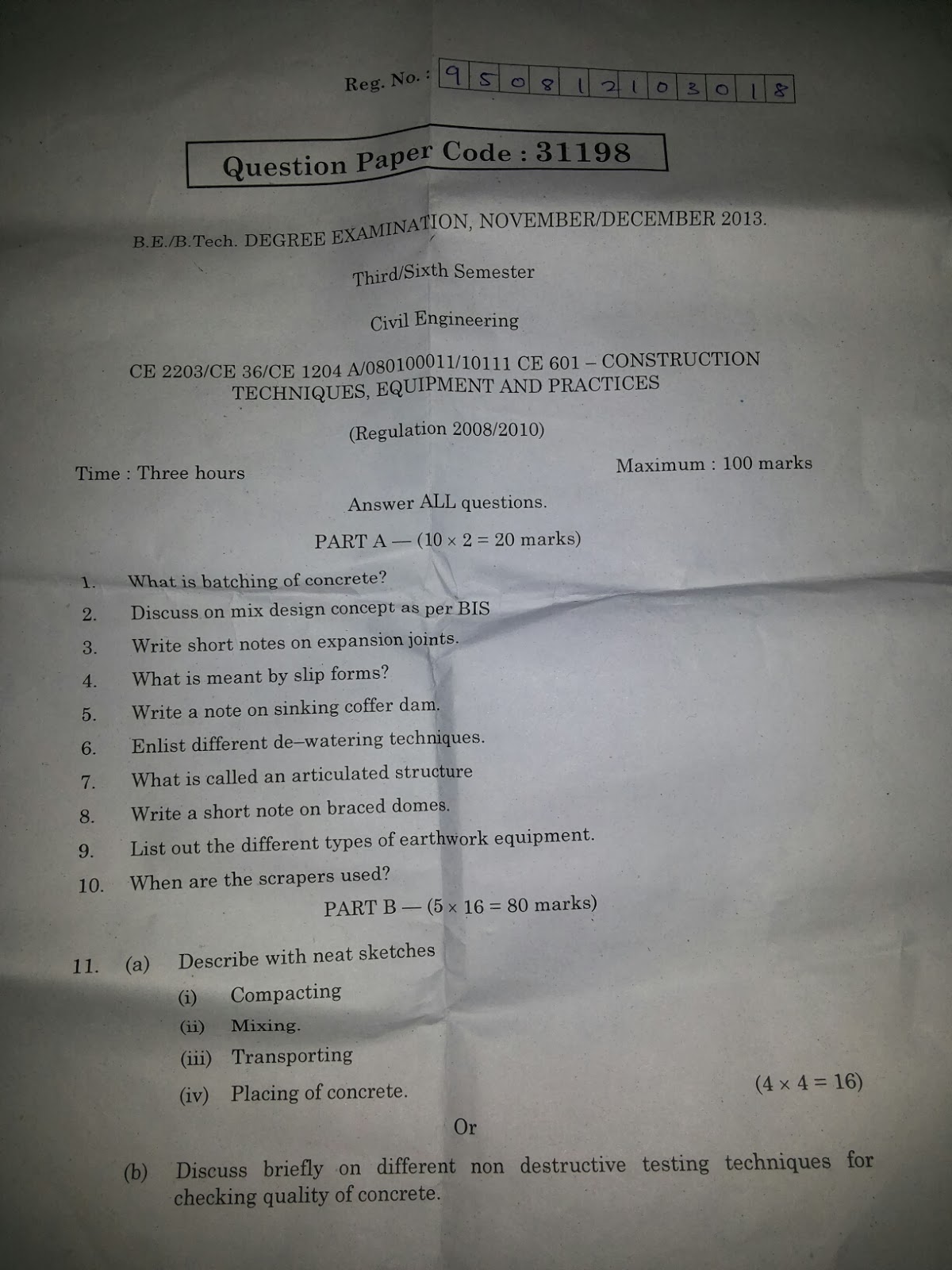 Construction Techniques, Equipment and Practices third/sixth semester B