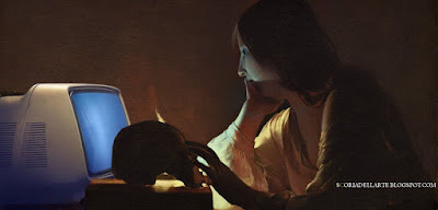 La Maddalena penitente - Georges de La Tour-fotomontaggi satirici di opere d'arte famose