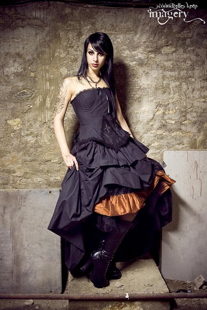 Steampunk Vampire Gothic Black Cotton Wedding Dress Click to enlarge