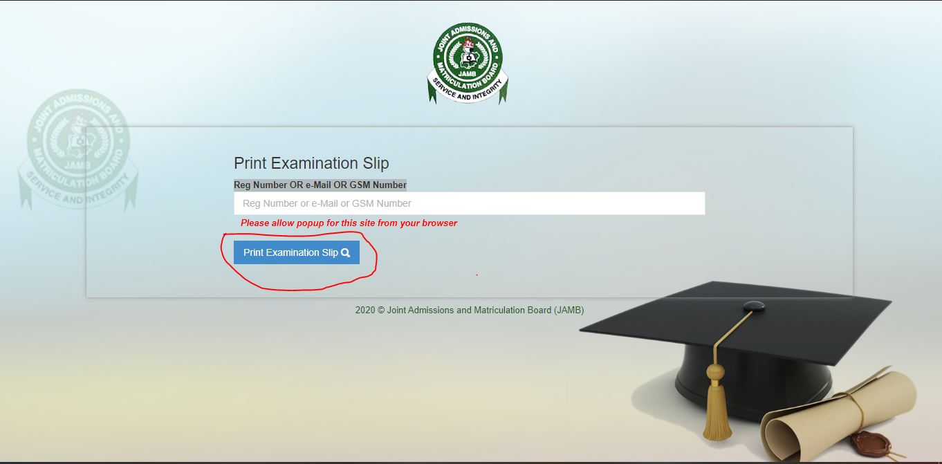 How to print Your jamb Print out.