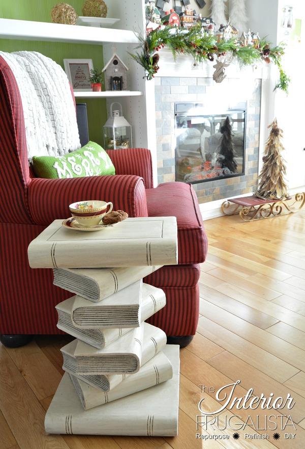 Upcycled Stacked Book End Table