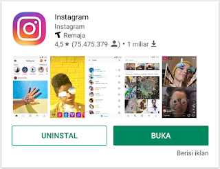 menu buka Instagram