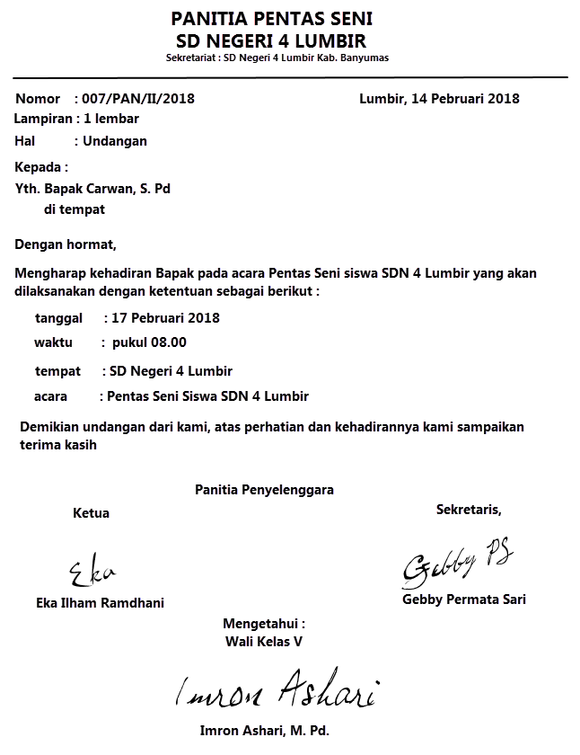 Contoh Surat Resmi Undangan Kegiatan Pameran Seni Rupa