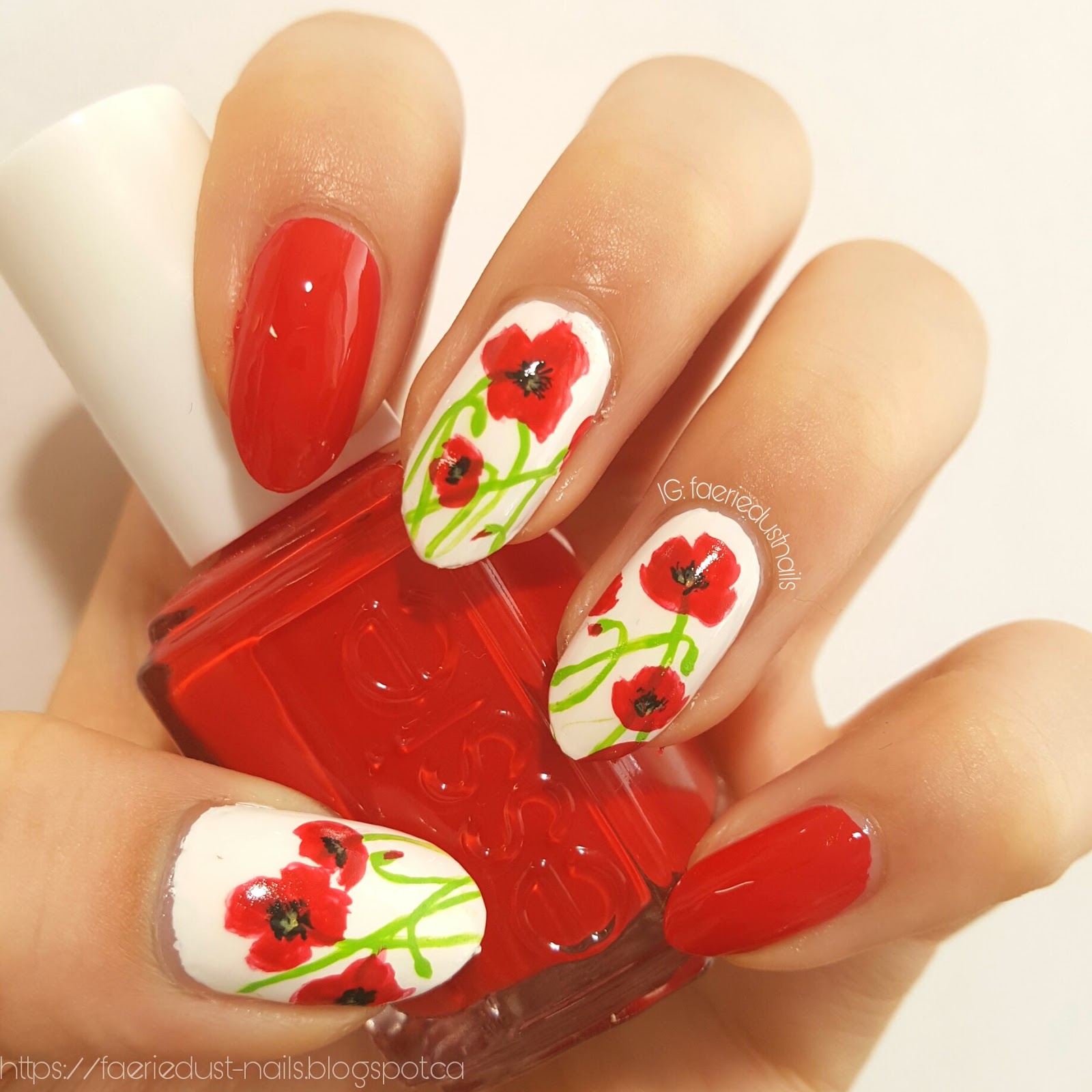 FaerieDust Nails Red Poppies (With Pictorial)