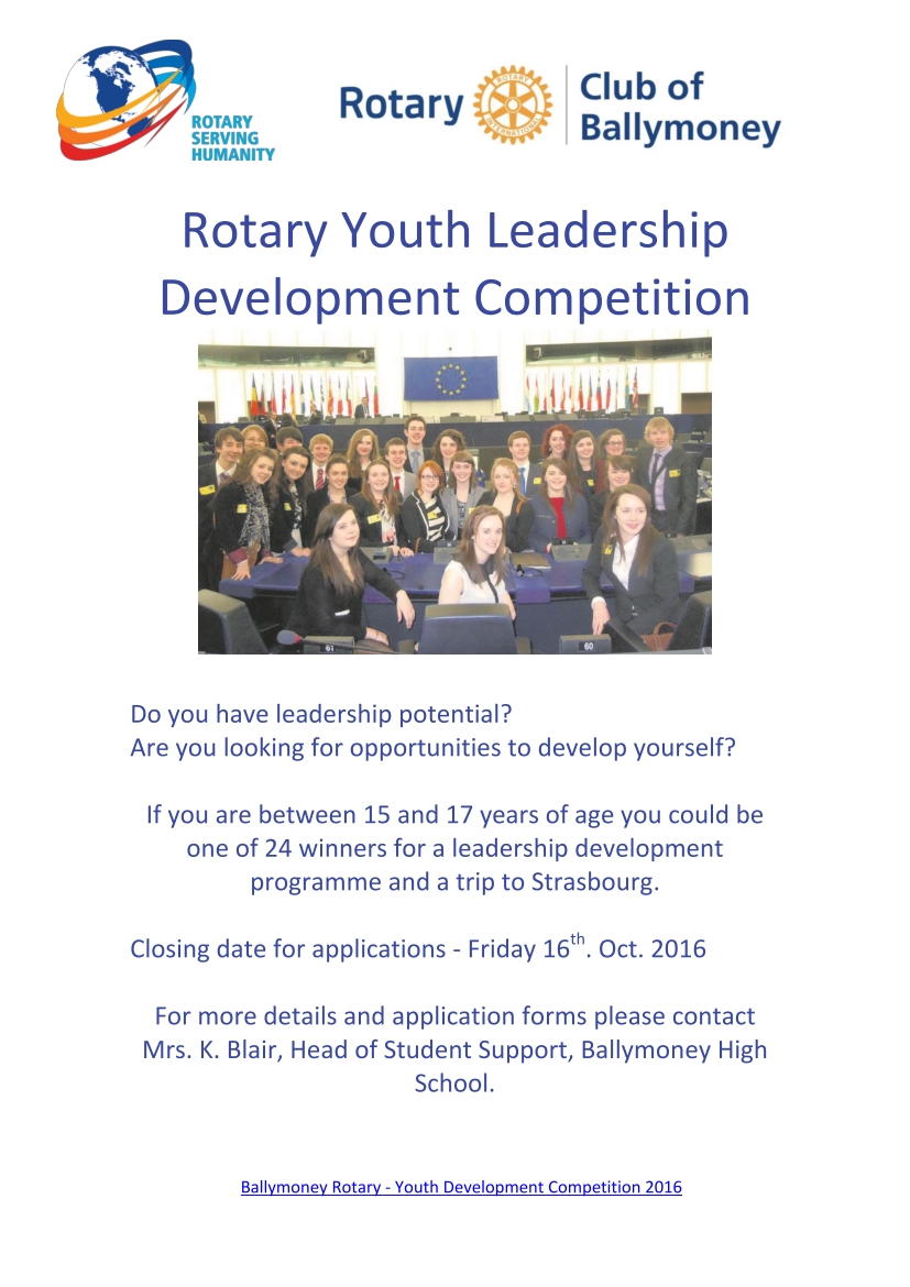 The HUB, news and updates from the Rotary Club Of Ballymoney Youth Development Club Final at