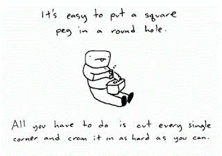 Codependency doesnt fit just like a square peg in a round hole doesnt fit.