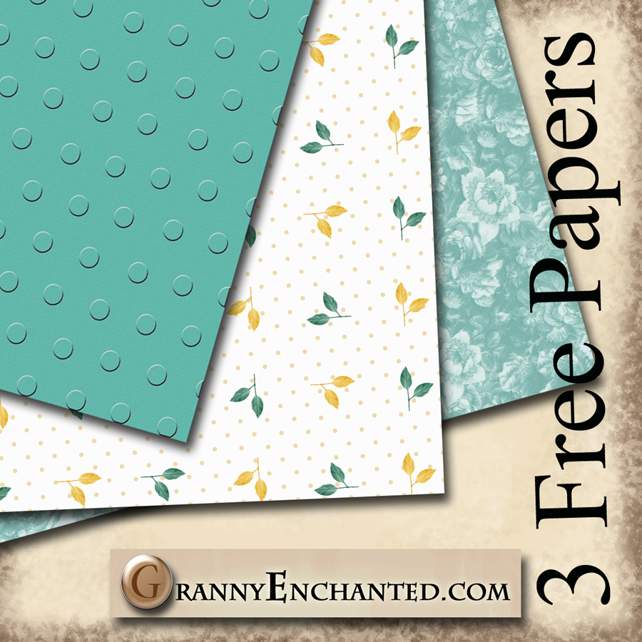 GRANNY ENCHANTED'S BLOG Free Sunny Teal Digital Scrapbook Paper Pack