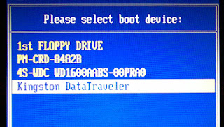 please select boot device- usb boot