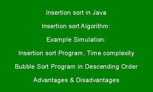 Java Program To Insertion Sort With Example