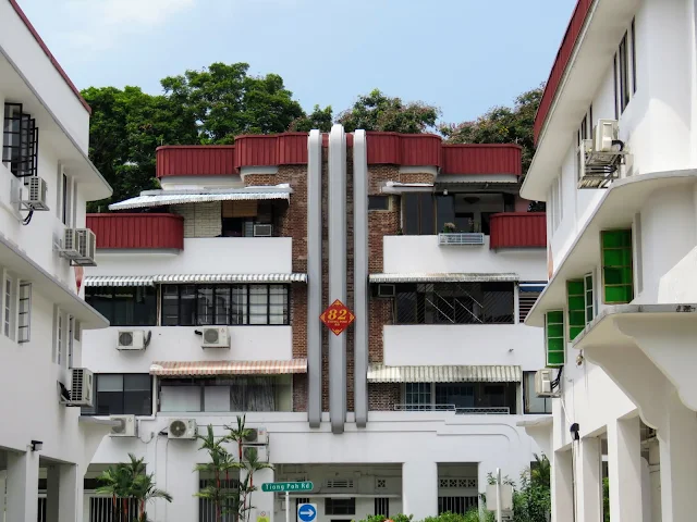 Art deco apartments in the Tiong Bahru neighborhood of Singapore