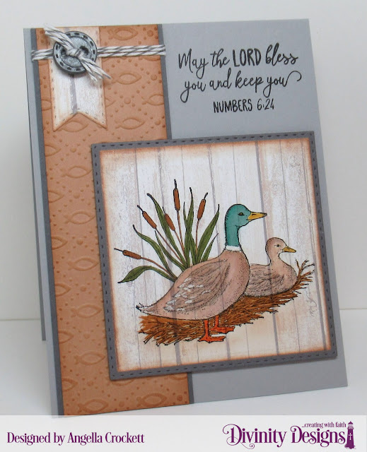Divinity Designs: Best Dad Ever, Fish Embossing Folder, Weathered Wood Paper Collection, Double Stitched Squares Dies, Squares Dies, Double Stitched Pennant Flags Dies, Double Stitched Circles Dies, Card Designer Angie Crockett