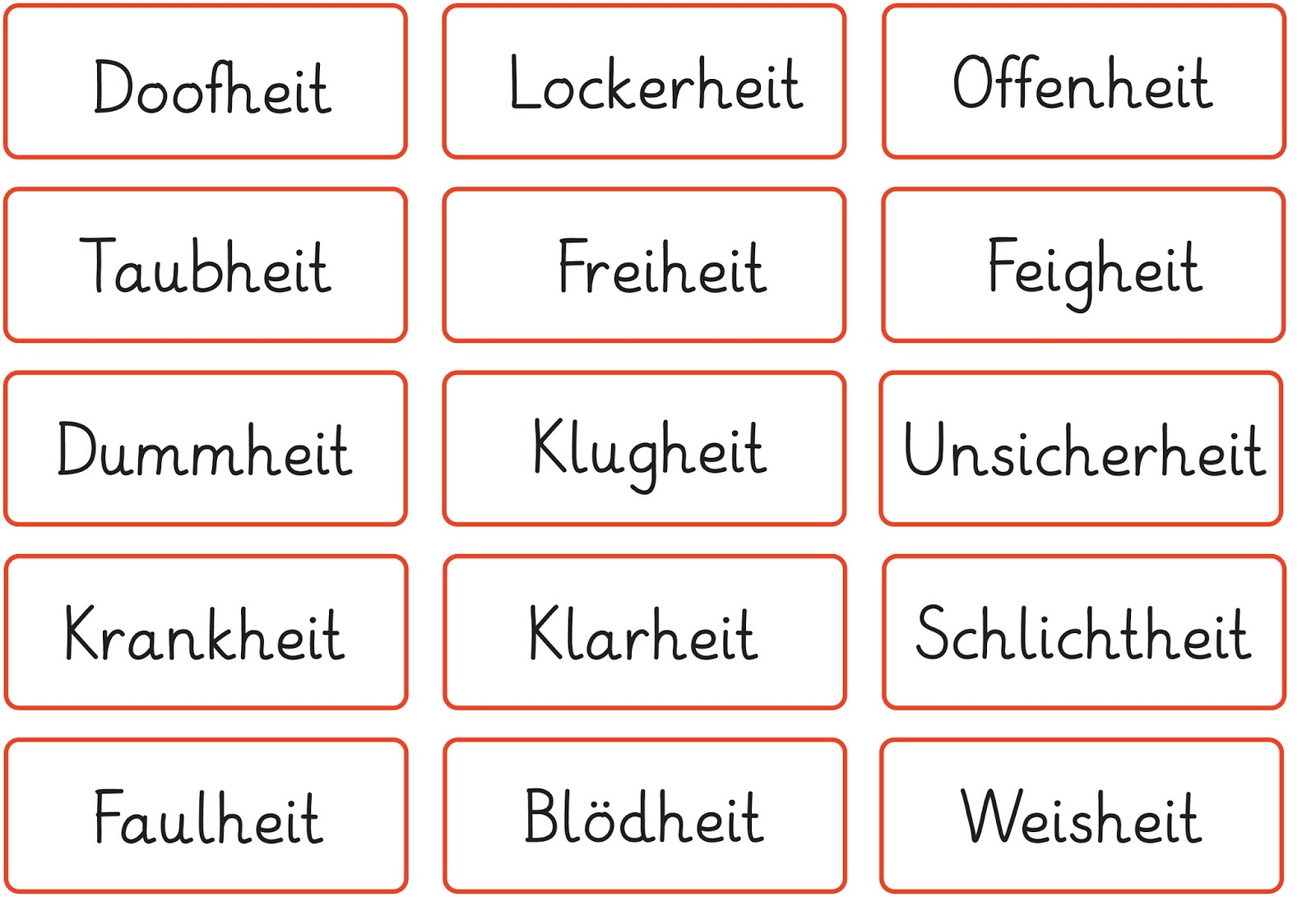 Wörter Die Mit J Enden Lernstübchen: Nomen mit dem Wortbaustein -heit
