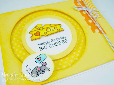 Spinner card with mouse and cheese using Just Say Cheese stamp set from Newton's Nook Designs. 