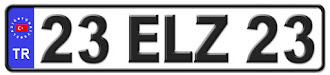 Elazığ il isminin kısaltma harflerinden oluşan 23 ELZ 23 kodlu Elazığ plaka örneği