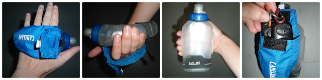 four image series of the CamelBak ARC Quick Grip Bottle in a runners hand, from different angles