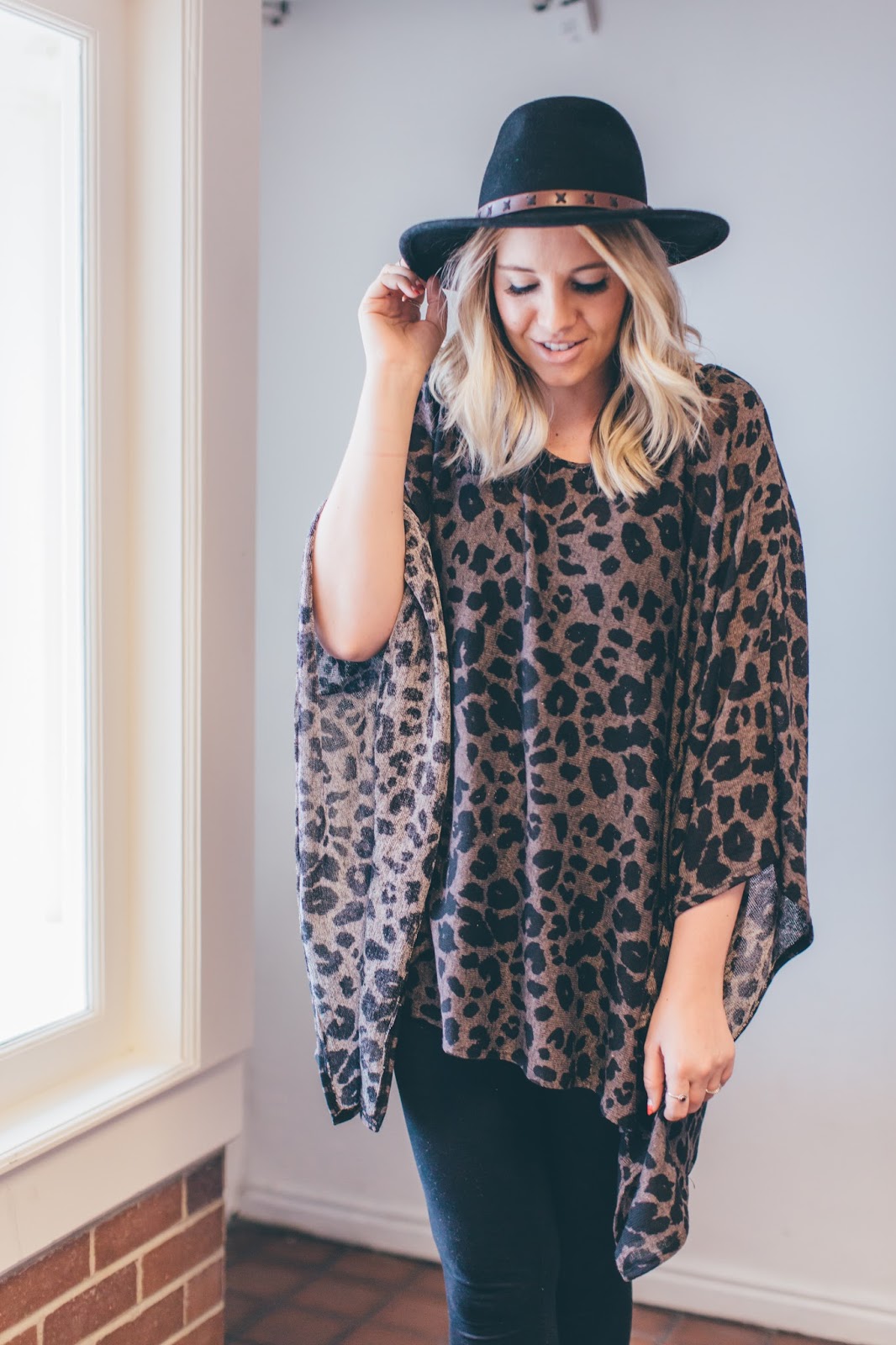 Pink Blush, Leopard Poncho, Modest Fashion Blogger