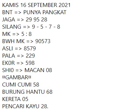 Syair Toto Singapura 16 September 2021 Royal Syair