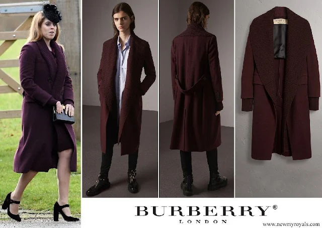 Princess Beatrice wore Burberry Detachable Rib Knit Collar Cashmere Coat