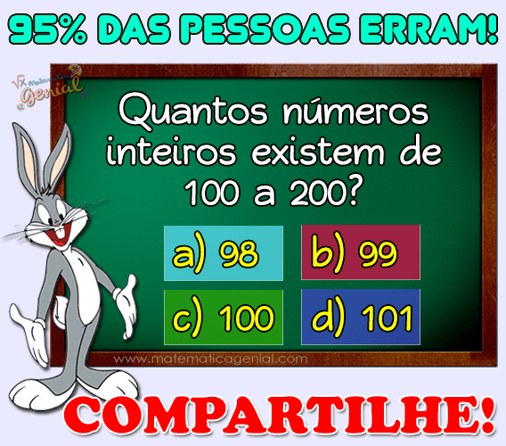 Quantos números inteiros existem de 100 a 200? Matemática Genial Quantos números inteiros existem de 100 a 200? Matemática Genial