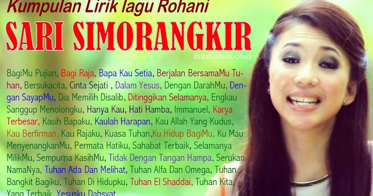 Kumpulan Lirik lagu Rohani Nasrani SARI SIMORANGKIR terbaru dan