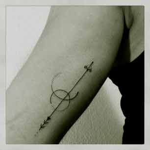 Liner Sagittarius tattoo design on arm ideas for girls