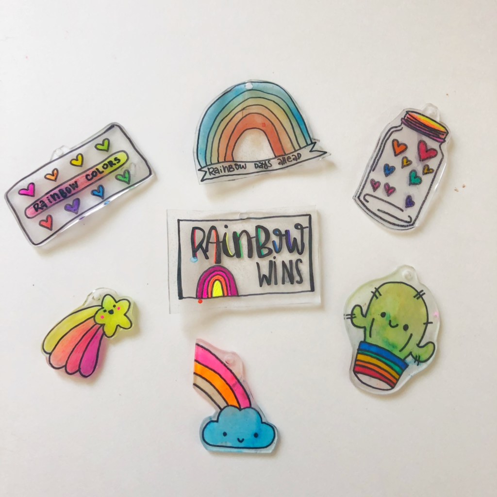 Rainbow themed Shrinky Dinks!